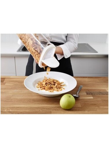 Dry food jar with lid, transparent/white2.3 l