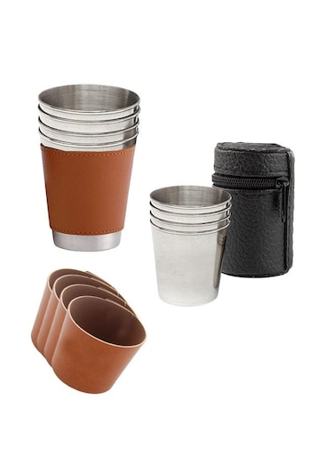 8-Piece Set: Stainless Steel Cups in Two Sizes - Perfect for Camping, Hiking, and Outdoor &amp; Indoor Activities