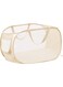 YHRY Pop Up Mesh Laundry Basket, Folding Cloth Hamper, Mesh Popup Collapsible Laundry Hampers, with Side Pocket, Durable Handle, Beige