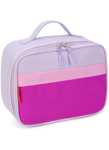 HawLander Insulated Kids Lunch Box Bag for Boys and Girls, with Side Bottle Holder, Purple