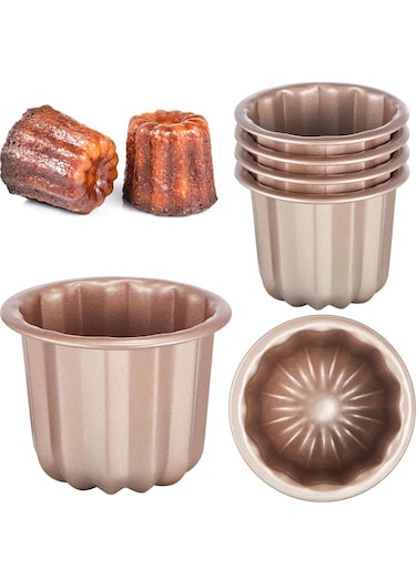 pcs Canele Mold Cake Pan Non Stick small Copper Color, Muffin Bakeware Cupcake Pan DIY Cake Muffin Oven Baking Tool