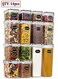 Pack of 14 Air Tight Lid Food Storage Container Space Saving Plastic Cereal Keeper Boxes