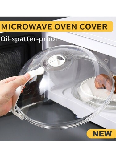 Microwave Splatter-Proof Cover &acirc;&euro;&ldquo; High Temperature Heat-Resistant Heating Cover, Oil-Proof Dish Cover, BPA-Free Food Lid for Microwave, Vented Household Food Cover with Handle