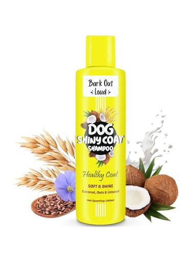 Bark Out Loud by Vivaldis - Shiny Coat Dog Shampoo for Radiant Fur - specially formulated with Coconut, oats, cedarwood, Linseed - 200ml)