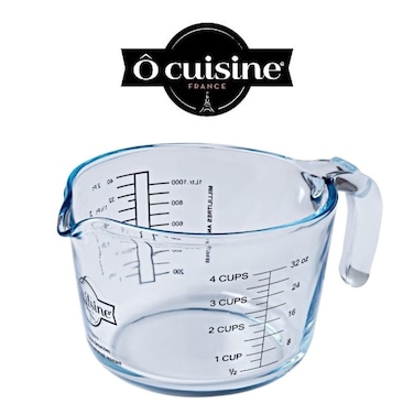 Ocuisine 1L Glass Measuring Jug - Borosilicate Glass, Stain &amp; Scratch Resistant, Dishwasher Safe