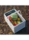 VAODO Foldable Camping Box, with Wooden Lids and Handle, Storage Container with Waterproof Bag, Stackable Storage Box, for Clothes, Toy, Grocery, Camping and Garage, 30L, White