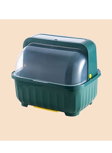 Covered Kitchen Dish Drying Rack,Cutlery Dish Drainer, Plastic Dustproof Drain Storage Box,Basket Cutlery Holder Multifunctional Kitchen Tableware Storage Box, Covered Kitchen Dish Drying