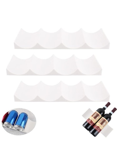 Rack for Fridge, 3 Pieces Wine Bottle Display Stacking Plastic Practical Anti Slip European Style Fridge Shelf for Table Pantry Cabinet Beer Drinking Bottles,White