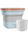 Mini Portable Folding Washing Machine with Spin Dryer Antibacterial Cleaning sterilization function Travel Washer with Drain Basket,for Underwear Socks Baby Clothes Towels (Blue)