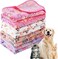 4 Pcs Pet Dog Fleece Blanket Paw Print Puppy Blanket for Small Medium Pet Dog Cat Warm Soft Sleep Mat Puppy Kitten Soft Blanket Throw Doggy Warm Bed Mat (White, Coffee, Pink, Purple,Medium)