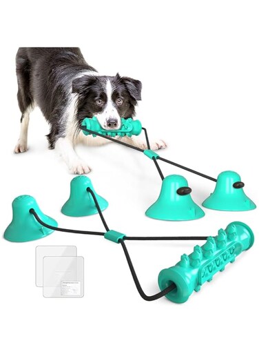 NeoStyle Dog Suction Cup Toy,Dog Chew Toy with 2 Suction Cups,Interactive Tug of War Dog Toy,Indestructible Chew Rope Toys for Small Medium Large Dogs(blue)