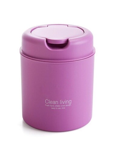 Living Mini Desk Trash Can with Lid, Small Desktop Countertop Waste Basket Garbage Bin for Office Bathroom Vanity, Tabletop or Coffee Table Kitchen Storage (Purple)