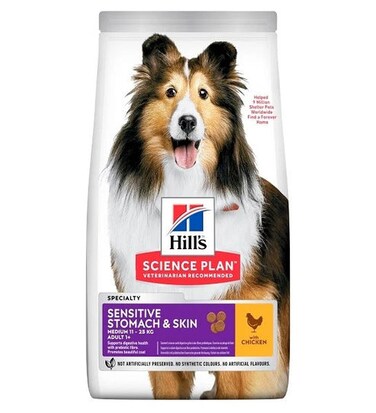 Hills  Science Plan Sensitive Stomach &amp; Skin Medium Adult Dog Food With Chicken - 14kg