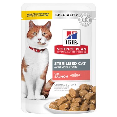 Hills Science Plan Sterilised Cat Young Adult  Wet Food With Salmon Pouches (12x85g)