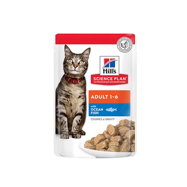 Hill's Science Plan Adult Wet Cat Food Ocean Fish Pouches - 85g Pack  of  12