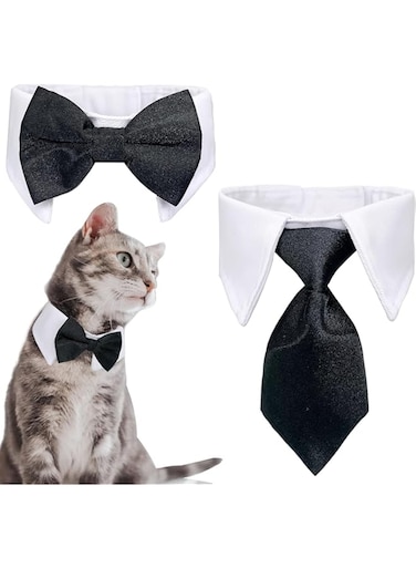 ZELLYA Dog Cat Tuxedo Collar, Cat Wedding Bowtie, Cat Bow Tie Tux Collar Costume Birthday Dog Bowtie Cat Collar for Dog Cat Puppy (Small)