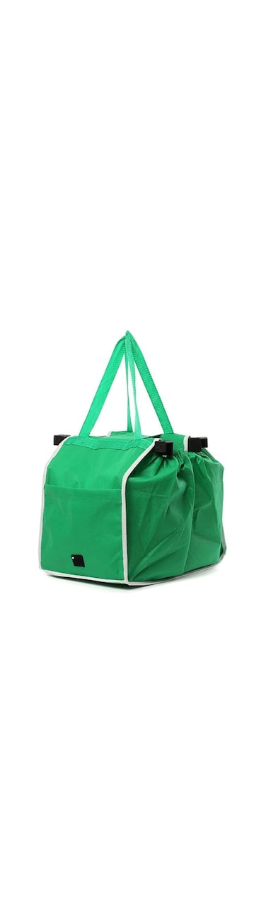 ECVV Reusable Grocery Bags Shopping Trolley Bags with Handles, Clip on Shopping Cart, Collapsible Grocery Tote Bags for Bulky, Light Items, Green