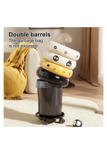 Double Barrel Trash Can with Hidden Bag Design &acirc;&euro;&ldquo; Cute &amp; Stylish Waste Bin on Wheels