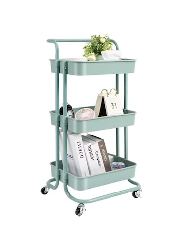 3-Tier Utility Organizer &ndash; Green Rolling Trolley for Crafts And Tools