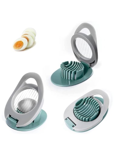 Slicer-Egg Slicer for Boiled Eggs,Egg Slicer with Stainless Steel,Multifunctional Egg Cutter for Evenly Slicing Boiled Eggs Ham Kiwi Banana and Strawberry,Green