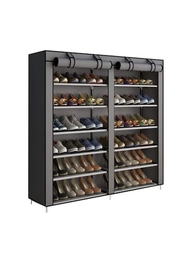 12-Layer Fabric Shoe Rack Grey