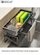 Stainless Steel Kitchen Sink Organizer with Dishcloth Holder Precision-Crafted Space-Saving Storage Rack for Sponges Soaps Brushes &amp; Cloths