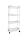 Kailund Rolling Cart Organizer 4-Tier, Slim Rolling Cart with Wheels, Multifunctional Rolling Storage Cart for Kitchen Bathroom Laundry Narrow Places, White (34.6" X 15.7" X 9.8")