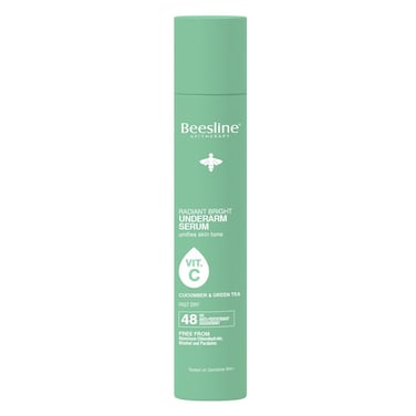 Beesline Radiant Bright Vitamin C Enriched Fast Dry Underarm Serum, Aluminum Free Antiperspirant Deodorant With Cucumber &amp; Green Tea 150ml