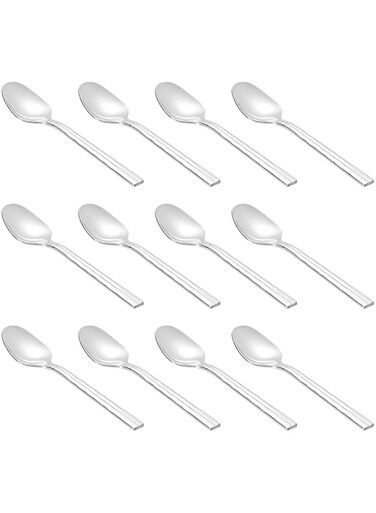 WNK Symphony Mocha Spoon Set - 12 Pieces,Silver