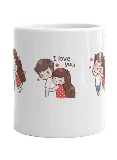 Print Printed Ceramic Mug White/Red/Brown/Beige