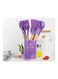 12-Piece Silicone Wooden Handle Kitchen Utensil Set With Holder Purple/Brown One Size