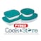Pyrex Cook&amp;Store Set of 3 Rectangular Roaster with Dark Green Lids - Versatile and Durable Storage Solution
