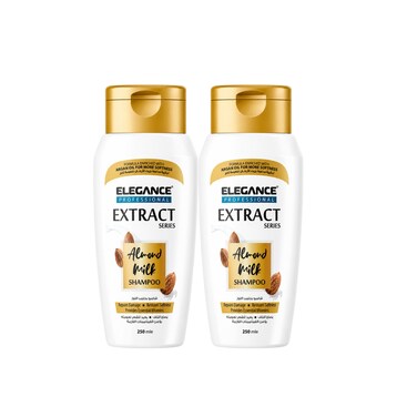 Elegance Professional Shampoo Extract Series with Almond Milk 250ml (PACK of 2) &ndash; Nourishing Almond Milk Shampoo, Deep Moisturizing Anti Frizz Hair Shampoo for Men &amp; Women