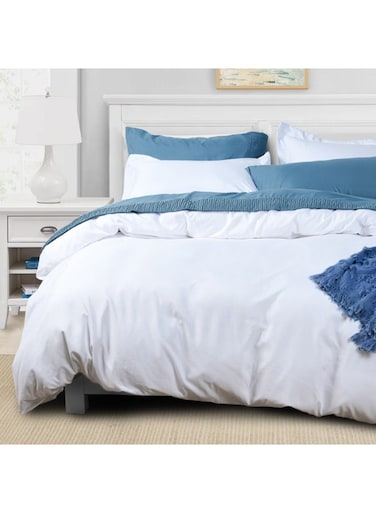 Home 3 Piece Duvet Cover Queen Size, Soft Lightweight Cover with Zipper Closure Corner Ties, Includes 1 x 230cm x 230cm Duvet Cover + 2x 50cm x 65cm Pillow Shams, White