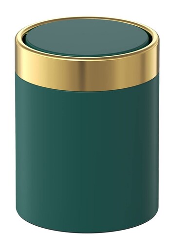 Mini Trash Can with Lid, Desktop Small Trash Can Recycling Bin Cute Metal Garbage Can for Tabletop Countertop Use,Stainless Steel 0.4 Gallon/1.5 Liter Waste Bin Mini Garbage Cans Dark Green