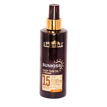 ST.MORTIZ SUNKISS DEEP TAN OIL B-CAROTENE SPF15 MEDIUM PROTECTION 250ml