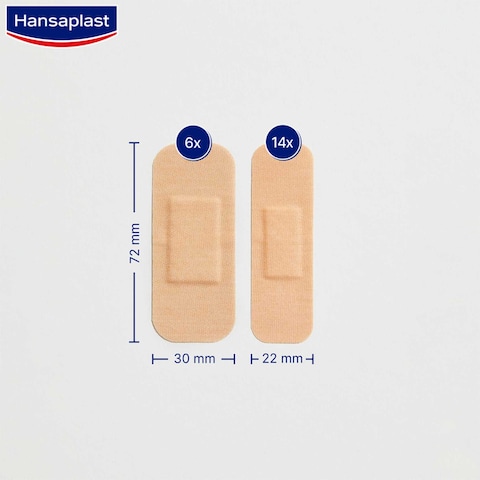 Hansaplast Fabric Wound Plasters, Flexible, Water-Repellent, 20 Strips