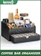 Coffee Bar Accessories Organizer - Countertop Coffee Station with Drawer, Pod Holder &amp; Condiment Organizer (Black)