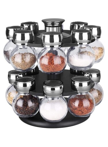 16 Jar 360&deg; Rotating Kitchen Organizer Multi-Purpose Kitchen Storage Big Revolving Rotating Spice Rack for Kitchen Masala Rack Condiment Cabinet Spice Rack