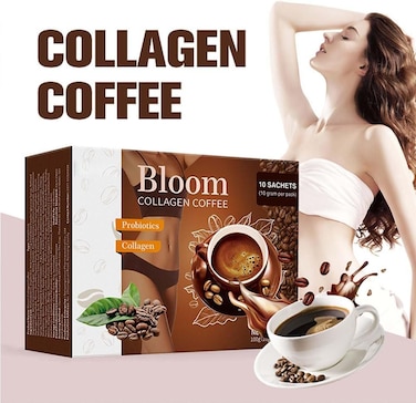 Bloom Collagen Coffee with Glutathione &ndash; Instant Slimming Coffee Drink Sachets, Skin Glow &amp; Anti-Aging Support, Keto-Friendly Collagen CoffeeMix for Weight Management &amp; Beauty Care (10 Sachets)