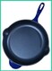 Houseware Dark Blue Enameled Cast Iron Skillet &acirc;&euro;&ldquo; Round Oven &amp; Induction Safe Frying Pan for Grilling, Saut&Atilde;&copy;ing, Pizza &amp; Cooking &acirc;&euro;&ldquo; 24cm