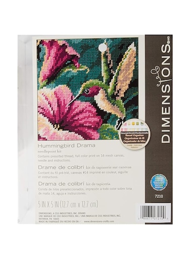 Dimensions Needlepoint Kit, Hummingbird Needlepoint, 5'' W x 5'' H, Various
