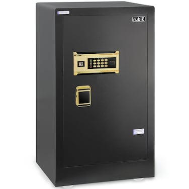 Rubik Safe Box Large with Dual Security Digital Keypad and Key Lock System Protect Money Documents for Home Office (Size 82x47x41cm) Black