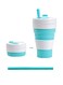 Silicone Collapsible Travel Coffee Cup with Straw and Cover, Soft Anti Slip Anti scalding Food Grade Material Dishwasher Safe, Leak Proof Cup Cover Sealed Reinforced Camping Cup (Blue)