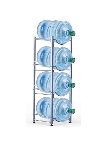 RUQIWEMI 4-Tier Shelf Shelving Storage Water Bottle Rack Unit, Metal Organizer Wire Rack Carbon Steel Kitchen Stand Storage Shelf (Silver,4-Tier,Water Bottle Rack)