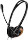 CANYON HS-01 PC Headset with Adjustable Microphone, Volume Control, Soft Ear Cushions, Dual 3.5mm Jack, Black-Orange Design &ndash; Ideal for Work, Calls, and Gaming