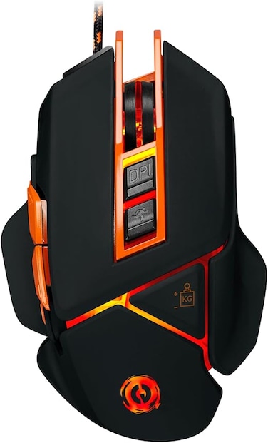 CANYON Hazard GM-6 Gaming Mouse, Wired USB, 9 Programmable Buttons, 6400 DPI, Adjustable Weights (20g), LED Backlight, Ergonomic Right-Handed Design, Black/Orange