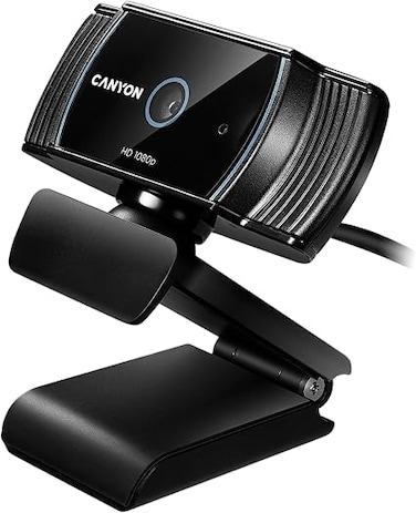 CANYON C5 Full HD 1080p Webcam with Auto Focus, Noise-Reducing Microphone, Low-Light Correction, 65&deg; Wide Angle, USB 2.0, Tripod Support &ndash; Compatible with Windows, macOS, Android, Smart TV