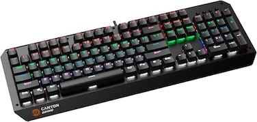 CANYON Hazard GK-6 Mechanical Gaming Keyboard &ndash; Wired, Blue Switches, 104 Keys, RGB Lighting with 20 Modes, NKRO Anti-Ghosting, Windows Lock, 60M Keystrokes for Gaming Setup