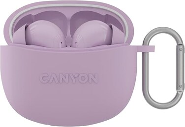 CANYON CNS-TWS5PU True Wireless Bluetooth Earbuds with Charging Case, Touch Control, Built-in Mic, Up to 20 Hours Playtime, Ergonomic Design, Quick Pairing, Voice Assistant &ndash; Purple